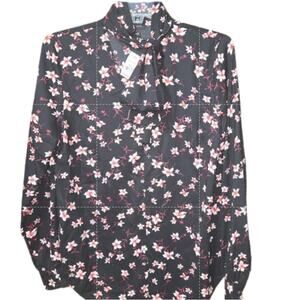 Ann Taylor Floral Tie Neck Blouse Women’s Small Long Sleeve NWT